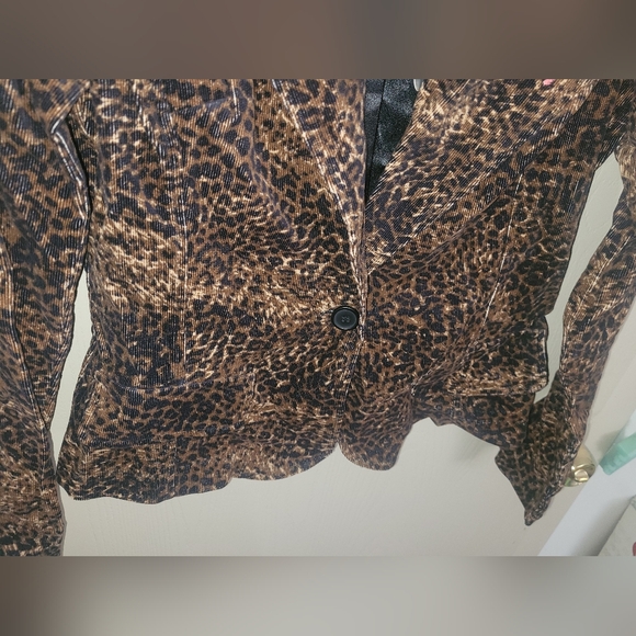 No Boundaries Vintage Y2K Curduroy Cheetah Print Blazer NWT 2005 Size L - Picture 2 of 7